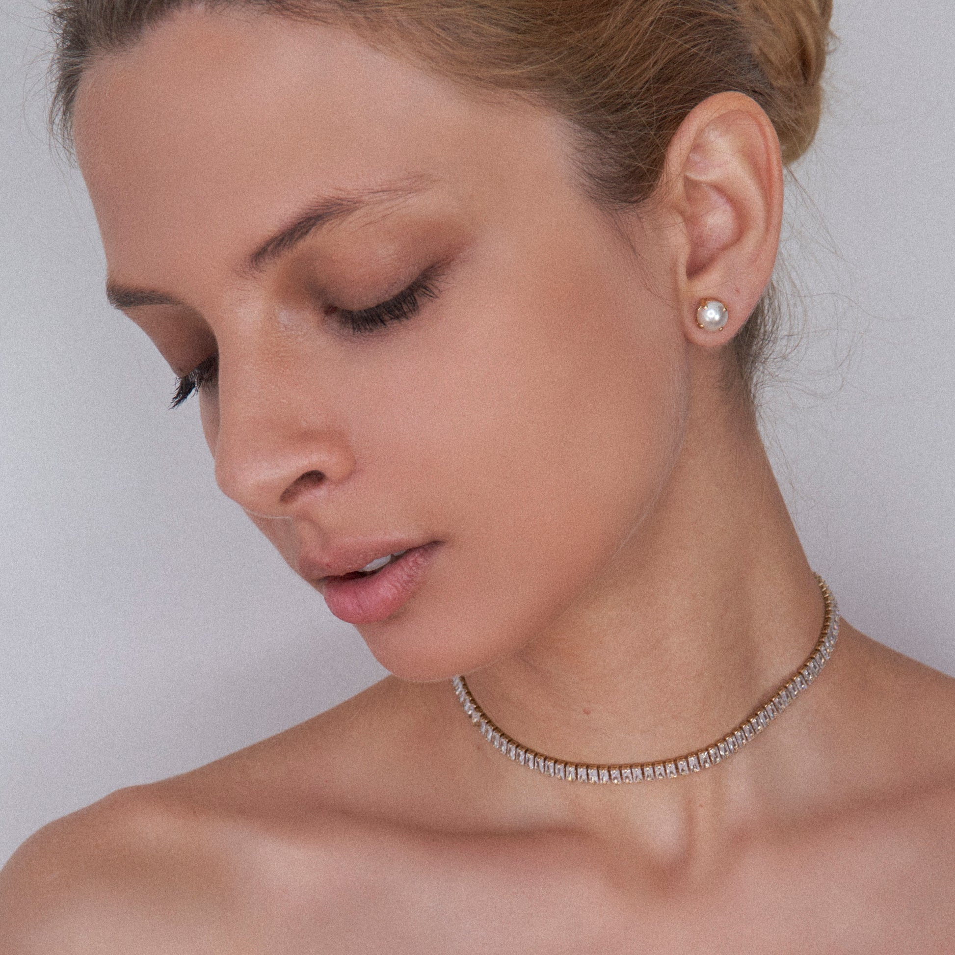 collana in argento con zirconi taglio baguette