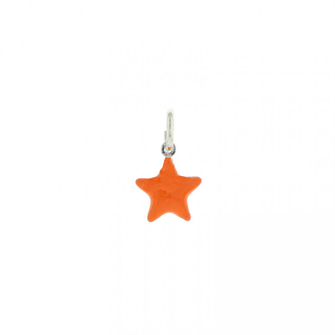 ciondolo a forma di stella per bracciali  collane con smalto di colore arancione in argento 925