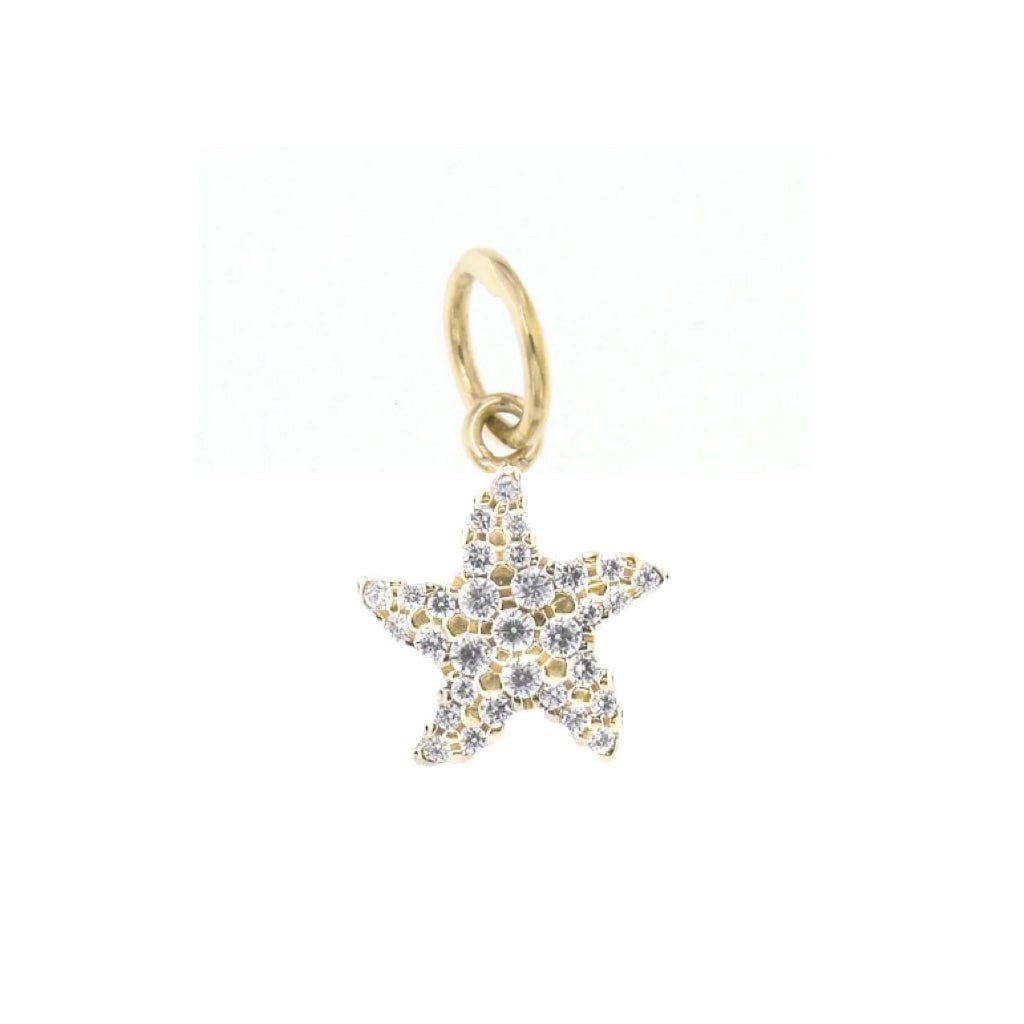 ciondolo stella marina con zirconi in argento 925 per collana girocollo