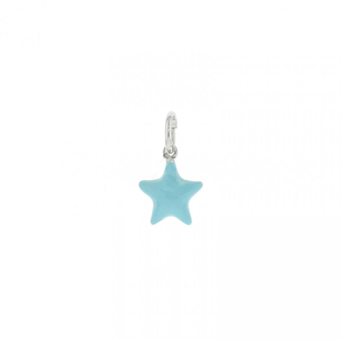 ciondolo a forma di stella per bracciali  collane con smalto di colore azzurro in argento 925