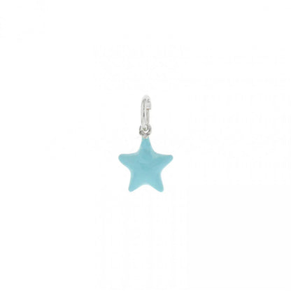 ciondolo a forma di stella per bracciali  collane con smalto di colore azzurro in argento 925