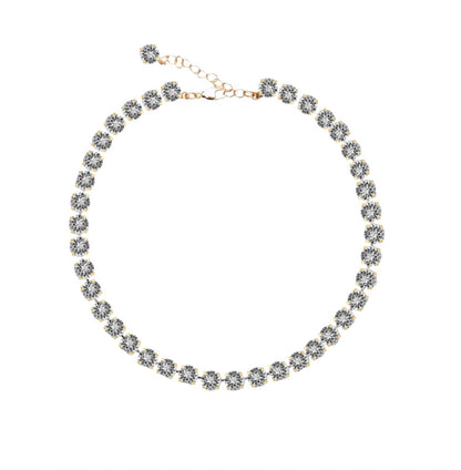 collana tennis in argento 925 placcato oro con cristalli grigi donna