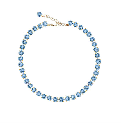 collana tennis colorata con cristalli azzurri