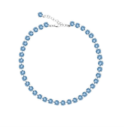 light blue swarovski tennis chain silver