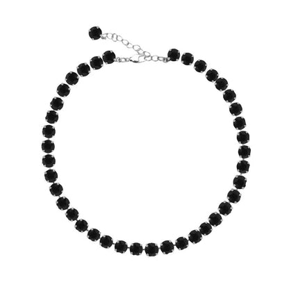 black crystals tennis necklace in 925 silver