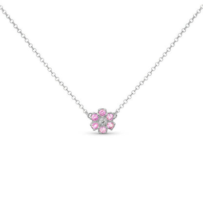 collana in argento 925 con margherita rosa