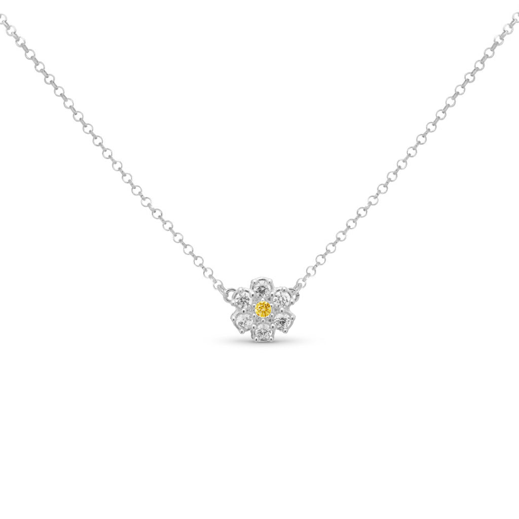 collana fiore in argento 925 e zirconi