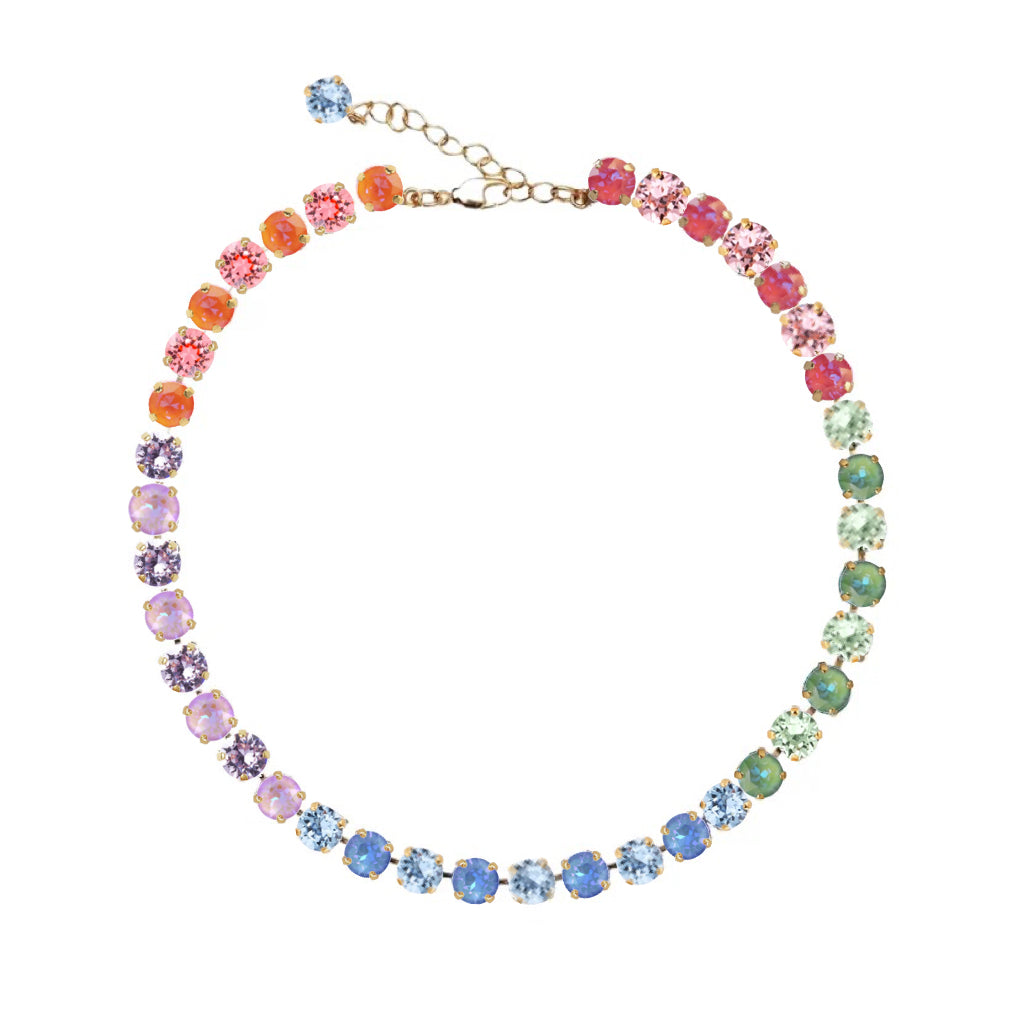 light spring color palette necklace with bright swarovski crystal