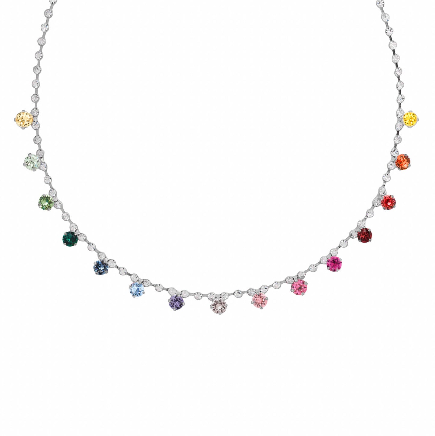 collana rainbow argento con cristalli arcobaleno 