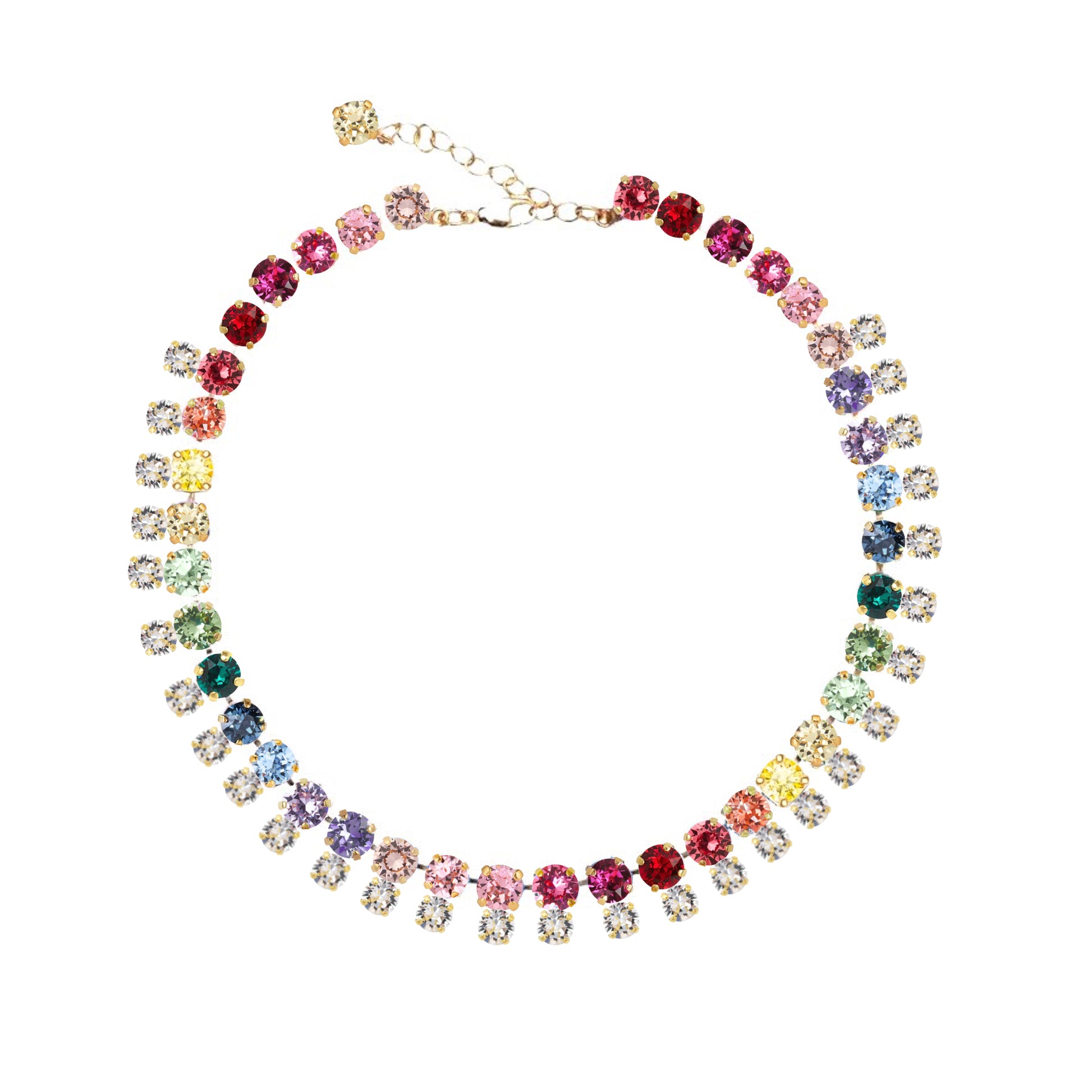 collana tennis arcobaleno con swarovski colorati