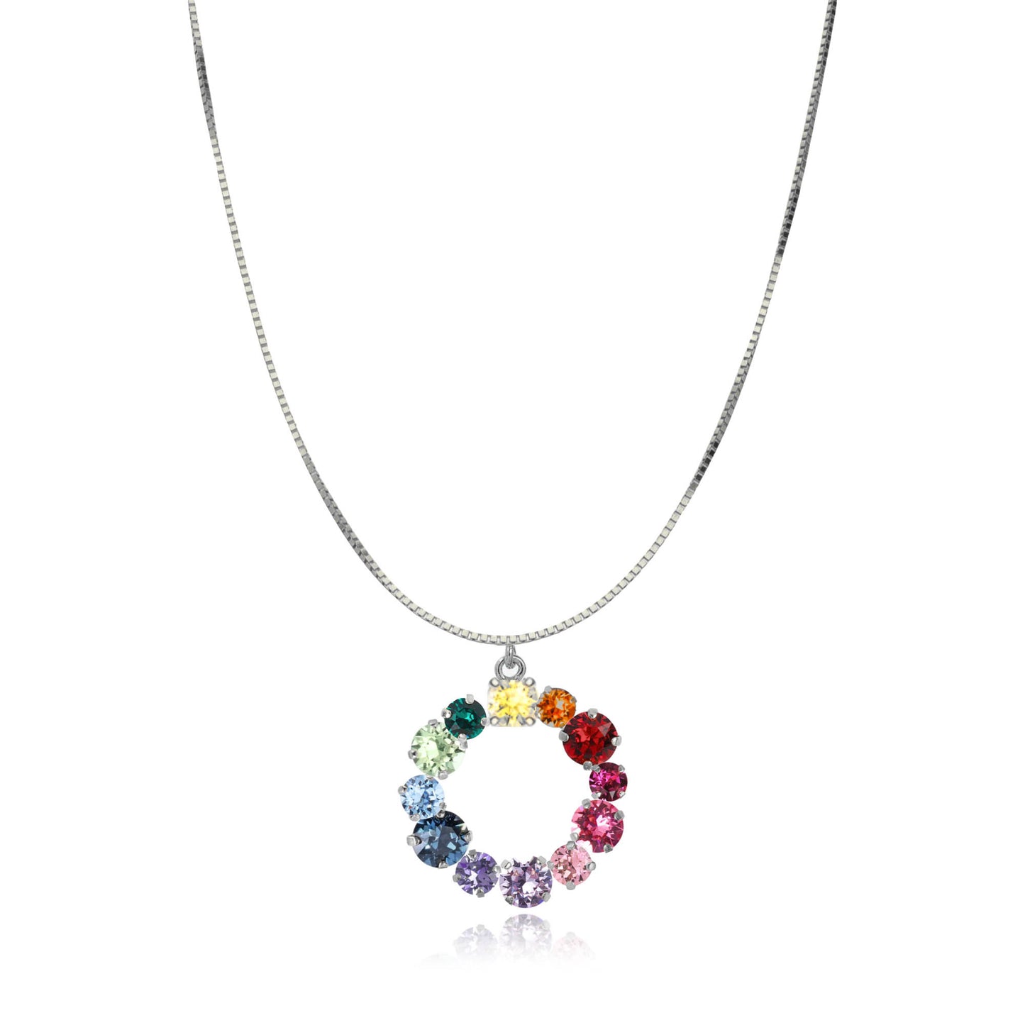 ciondolo collana cerchio della vita arcobaleno con swarovski colorati