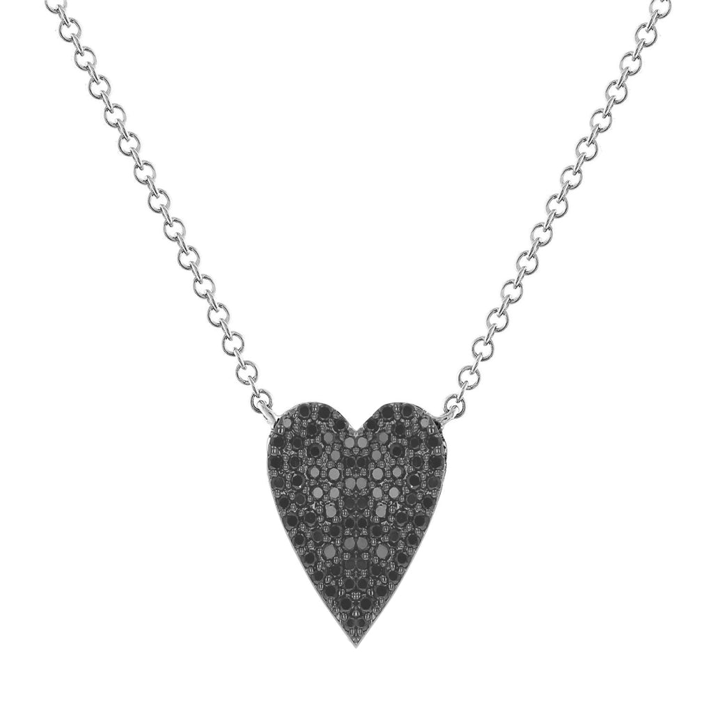 collana con ciondolo cuore allungato nero argento 925