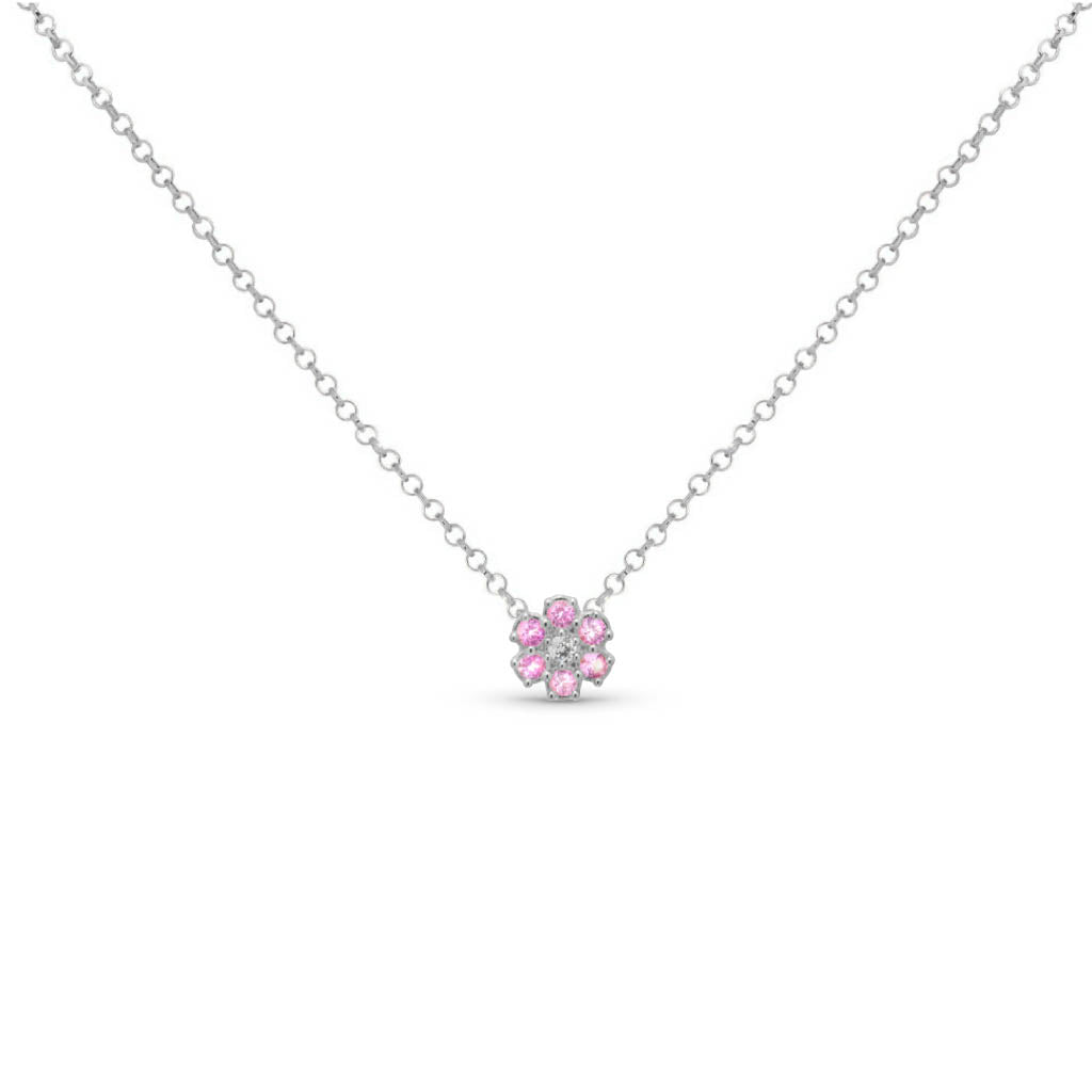 collana margherita mini zirconi rosa