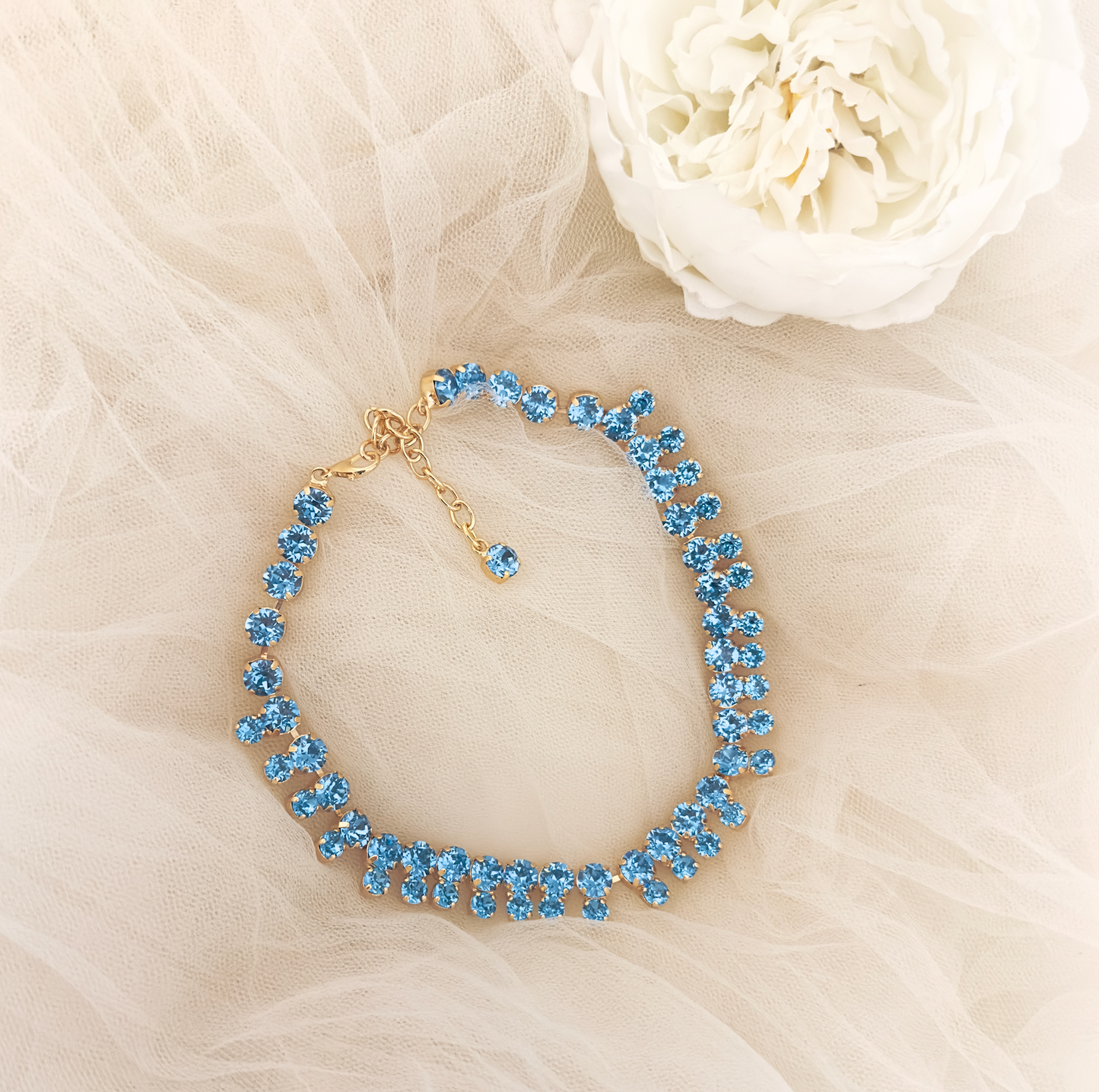 collana con swarovski azzurri