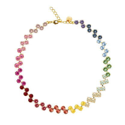 collana con swarovski colori arcobaleno montati su base dorata