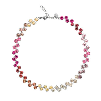 collana di colore arancione con swarovski rossi, cristalli gialli e arancioni 