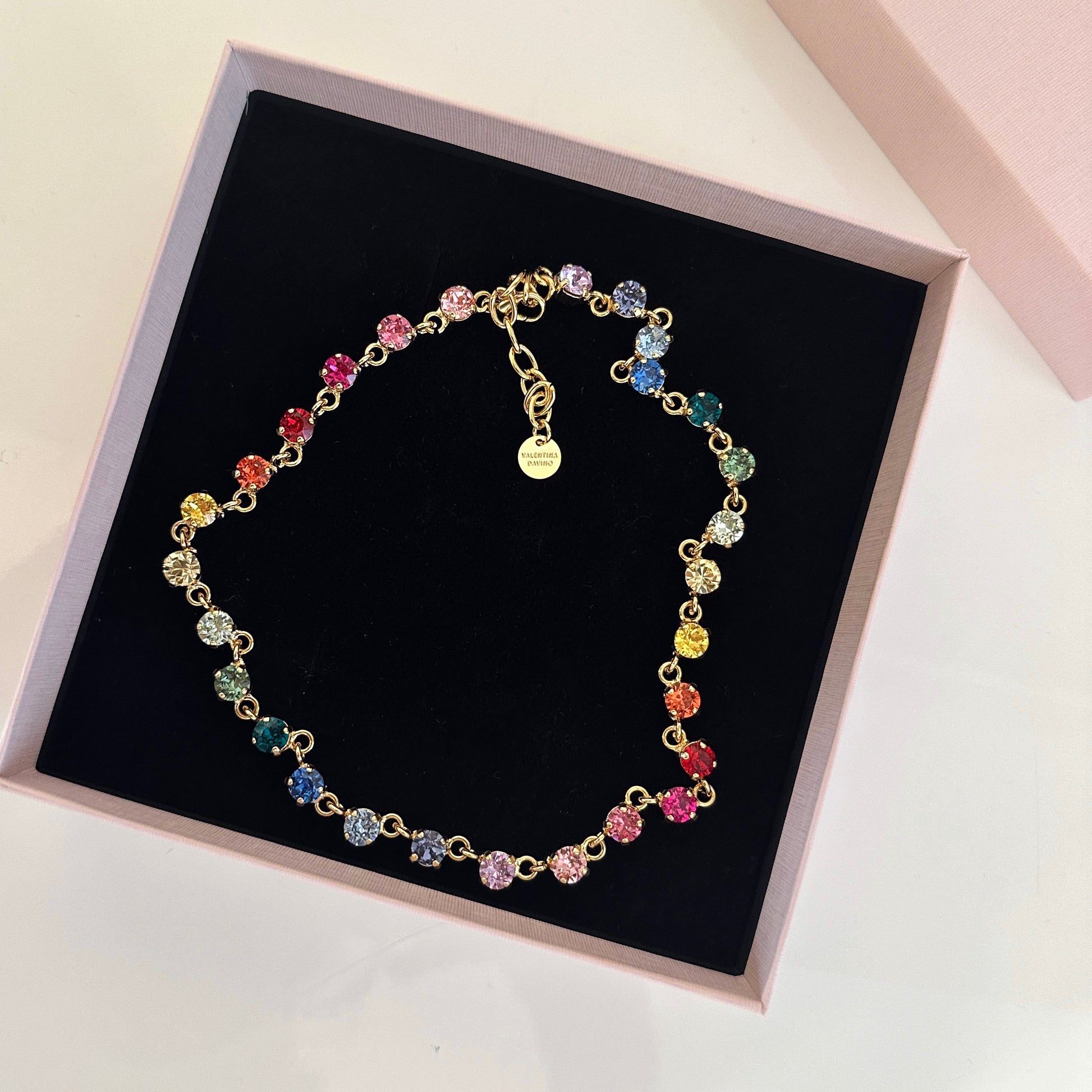 collana rosario con cristalli arcobaleno