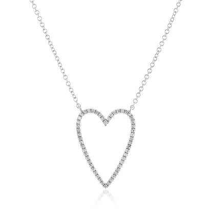 collana cuore vuoto argento con zirconi