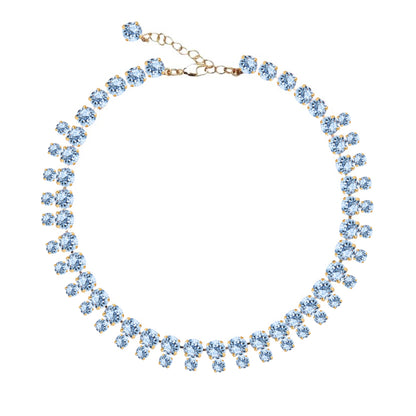 collana con swarovski blu montata su base dorata anallergica 