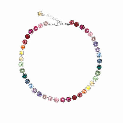  collana tennis arcobaleno con swarovski originali