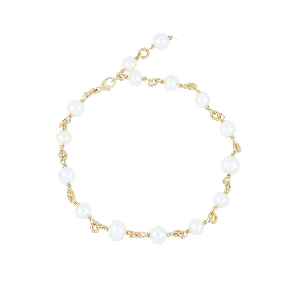bracciale anallergico dorato regolabile in argento 925 con perle austriache della miglior qualità a forma di rosario