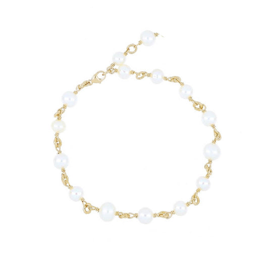 bracciale anallergico dorato regolabile in argento 925 con perle austriache della miglior qualità a forma di rosario