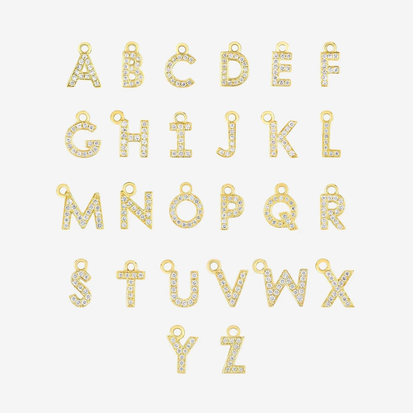 ciondoli lettere dell'alfabeto con zirconi