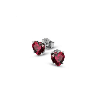 orecchini in argento 925 con zircone a forma di cuore rosso