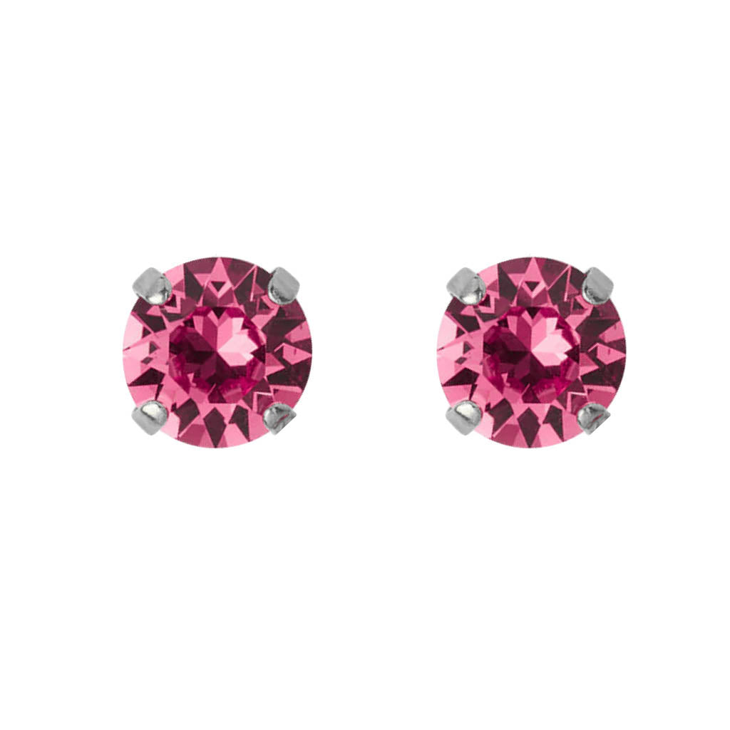 orecchini a lobo swarovski colore rosa scuro finitura argento