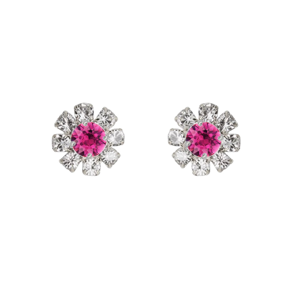 orecchini fiori fucsia argento