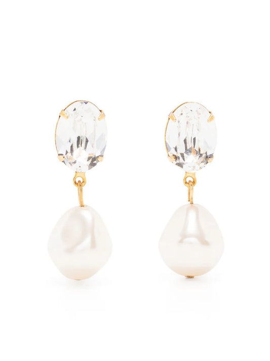 Oval earrings with baroque pearls