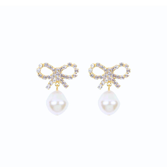 Mini Bow Pearl Bride Earrings