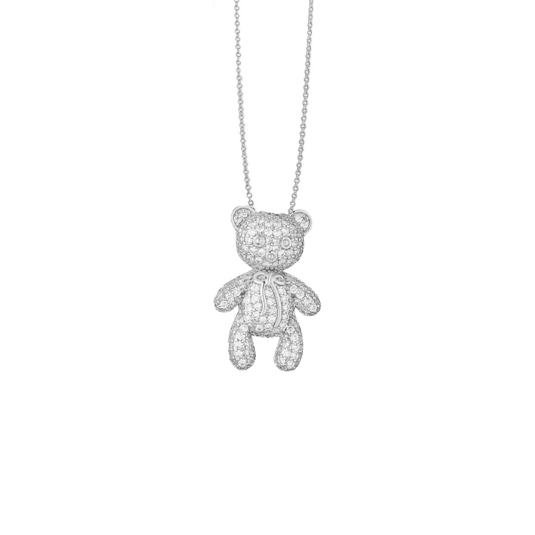 collana con orsetto teddy zirconi in argento 925 e zirconi 