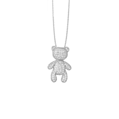 collana con orsetto teddy zirconi in argento 925 e zirconi 