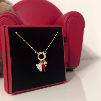 collana con moschettone apribile componibile con ciondoli portafortuna perfetta idea regalo per San Valentino