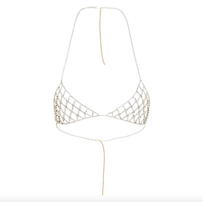 reggiseno triangolo di cristalli in argento 925 placcato oro