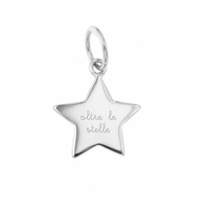 charm stella in argento 925 con incisione romantica
