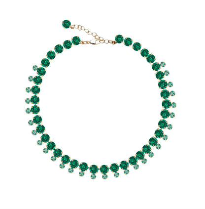 Collana anna wintour, collana stile anna wintour, collana doppio giro zirconi, collana ispirata a Anna wintour, collana come Anna wintour, collana pietre verde scuro, collana doppio giro pietre verde chiaro, collana luminosa Anna wintour, collana con pietre verde scuro, collana con pietre verdi scure Anna wintour