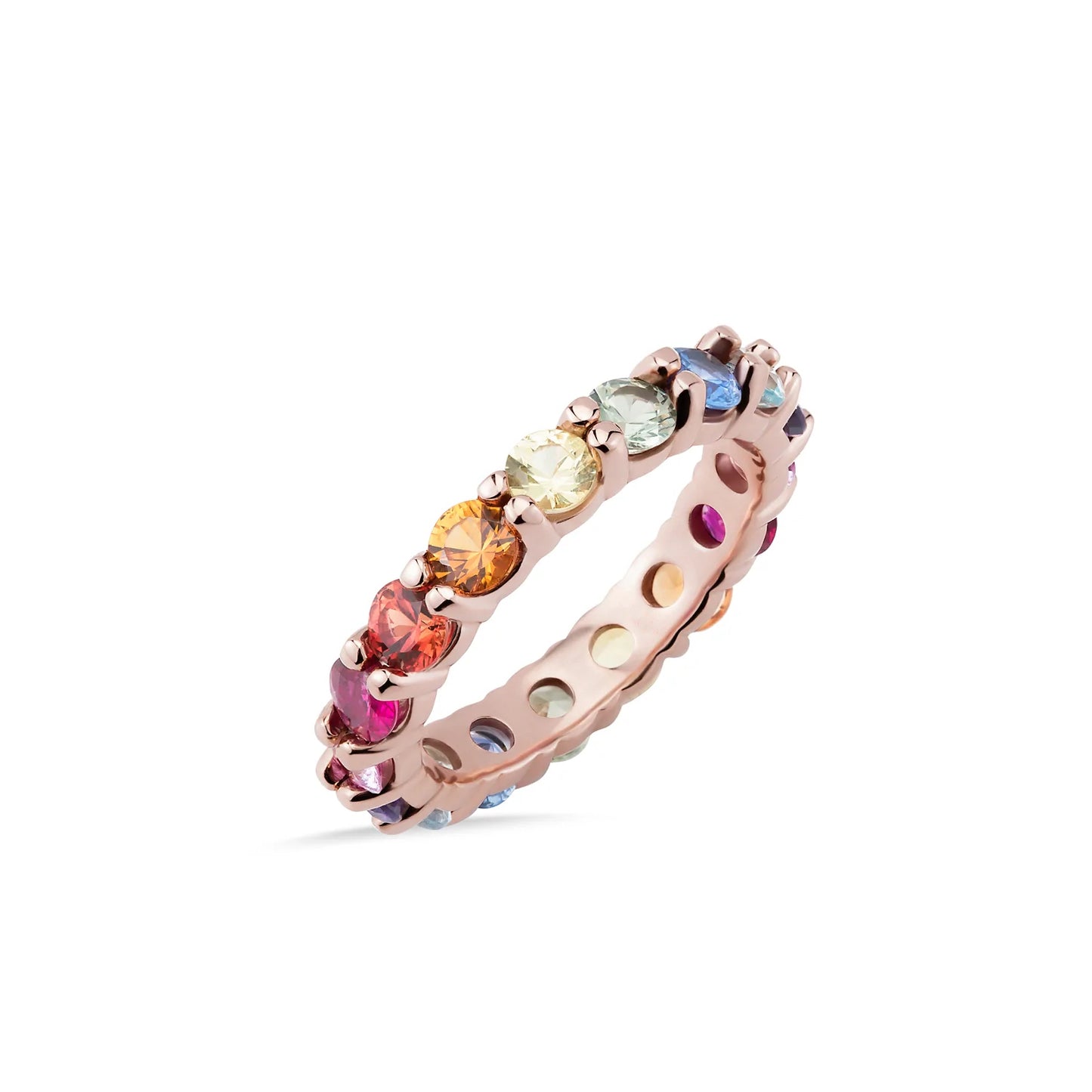 anello eternity con zirconi rainbow, veretta oro rosa arcobaleno LGBT