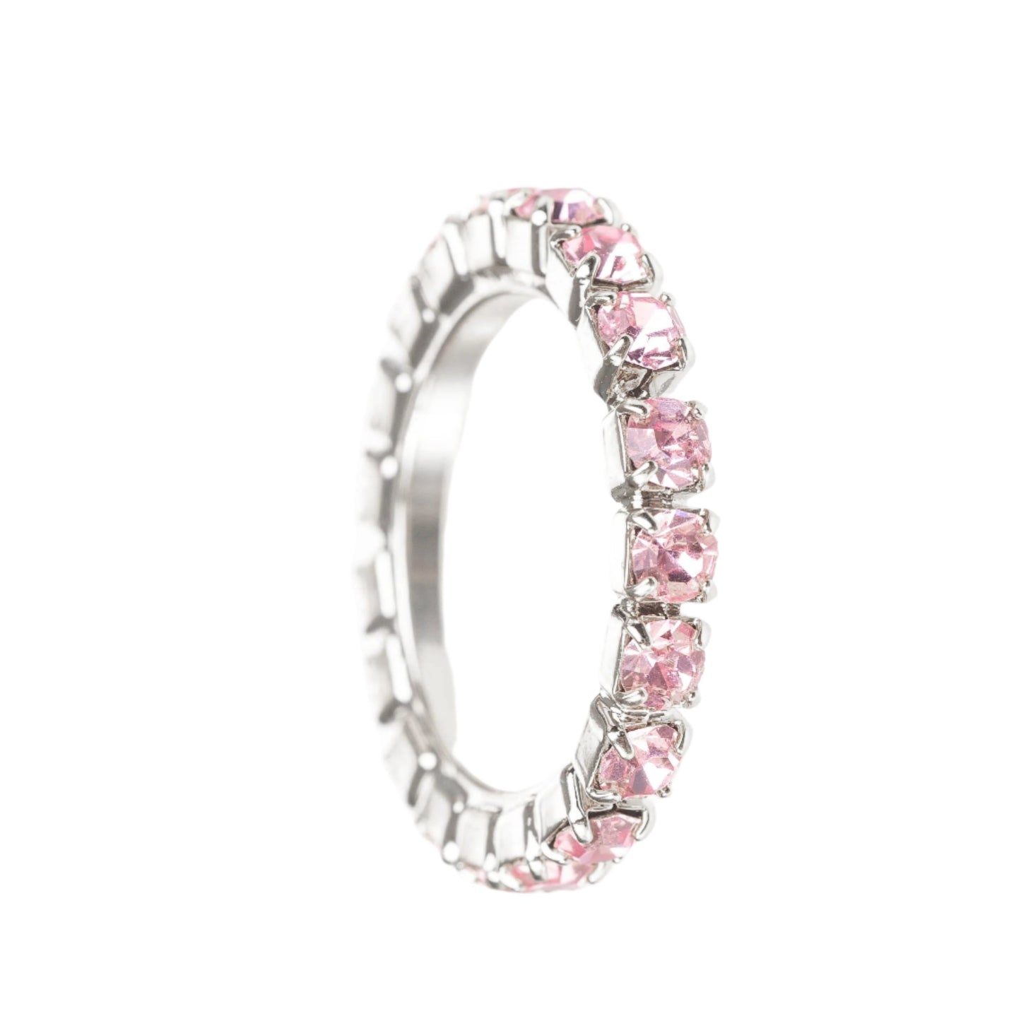 anello fedina eternity veretta con swarovski light rose finitura argento