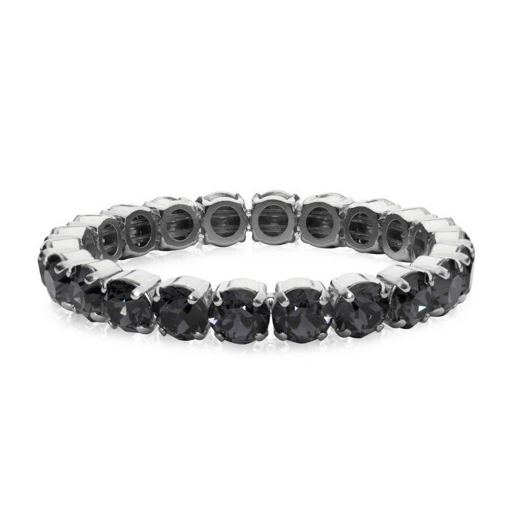 bracciale tennis nero elastico con swarovski neri finitura argento da uomo