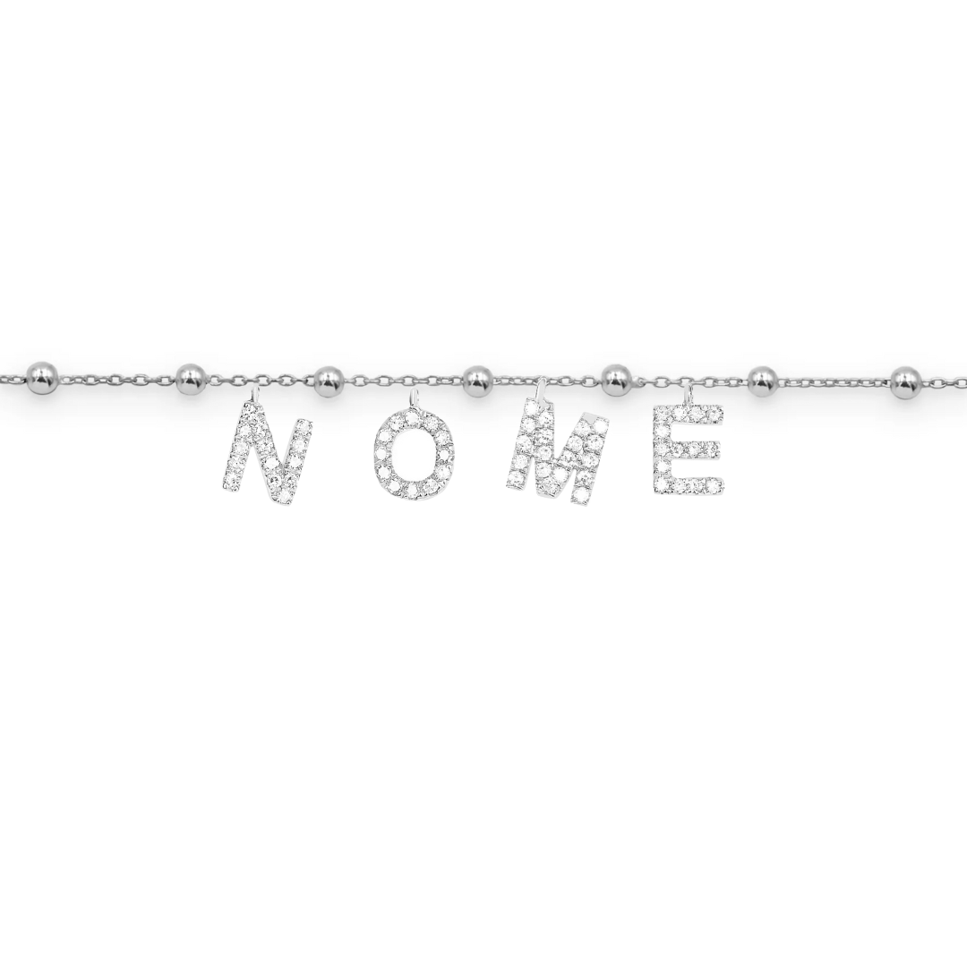 bracciale personalizzato nome in argento 925 e zirconi