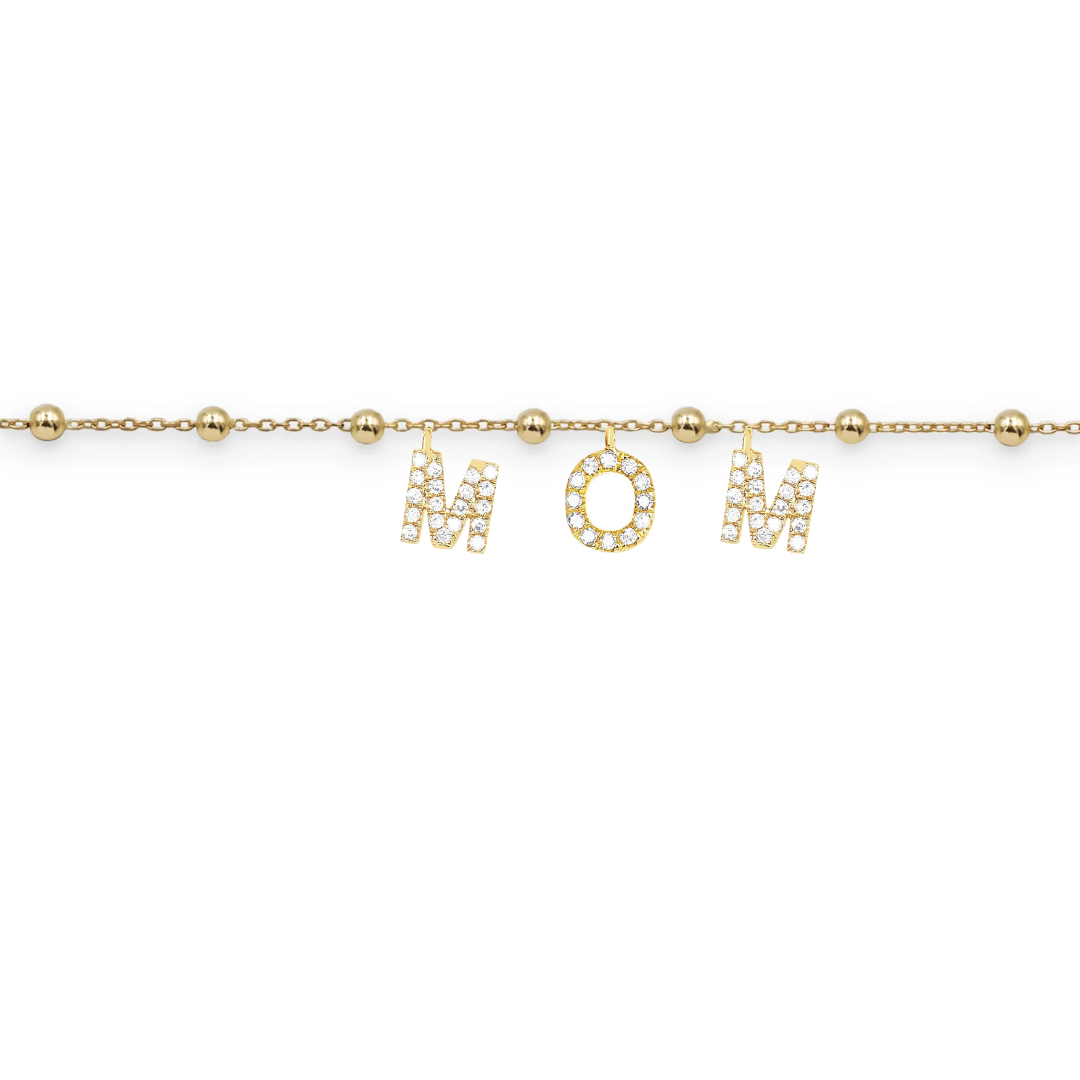 Bracciale da personalizzare oro in argento 925 e zirconi con scritta mamma