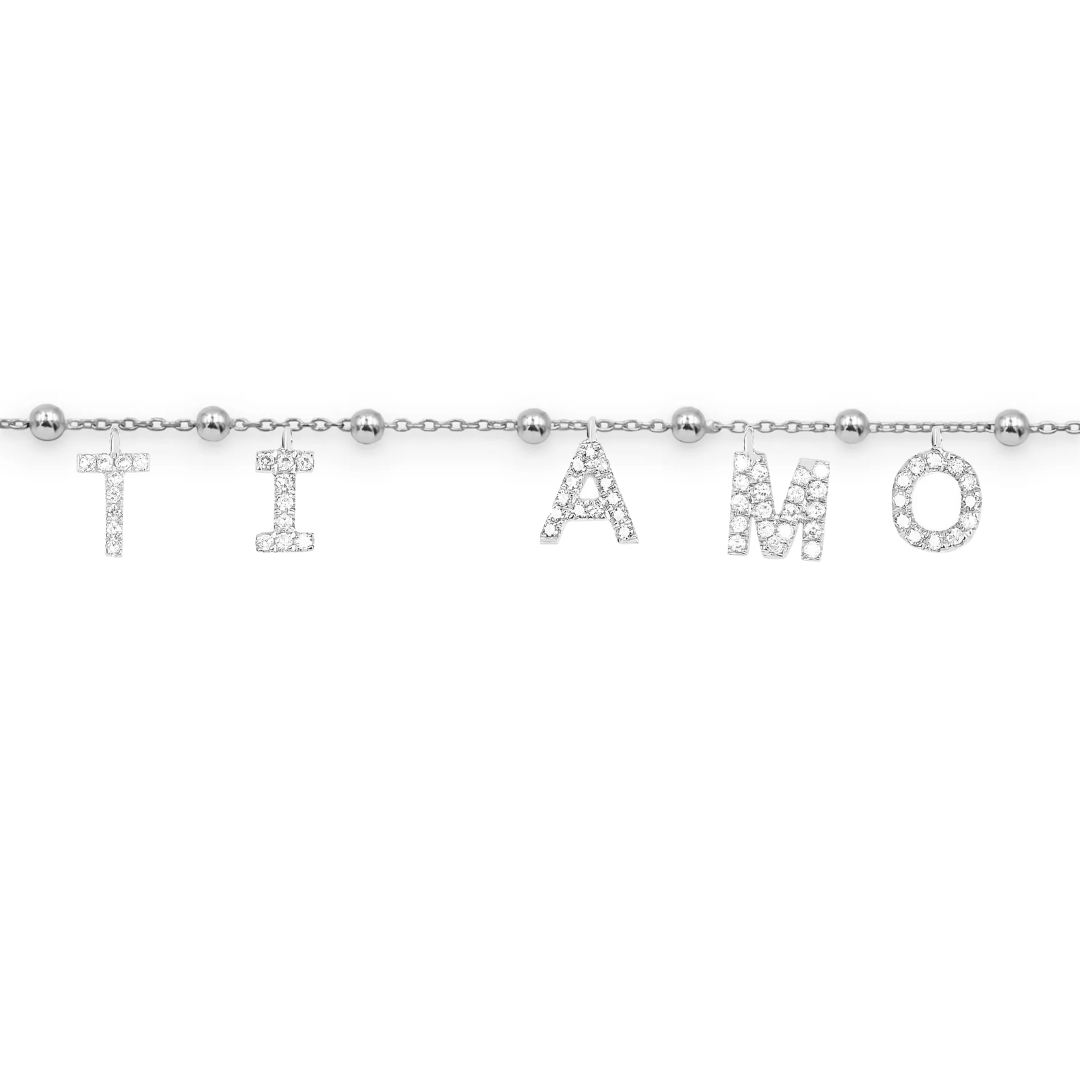 Bracciale personalizzabile scritta ti amo in argento 925