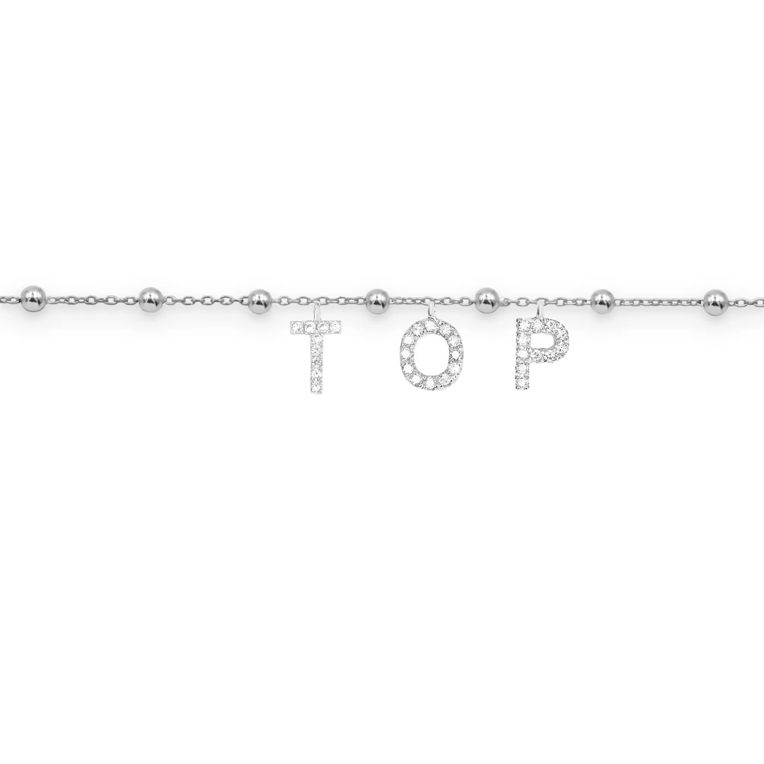 Bracciale da personalizzare in argento 925 con scritta top in zirconi