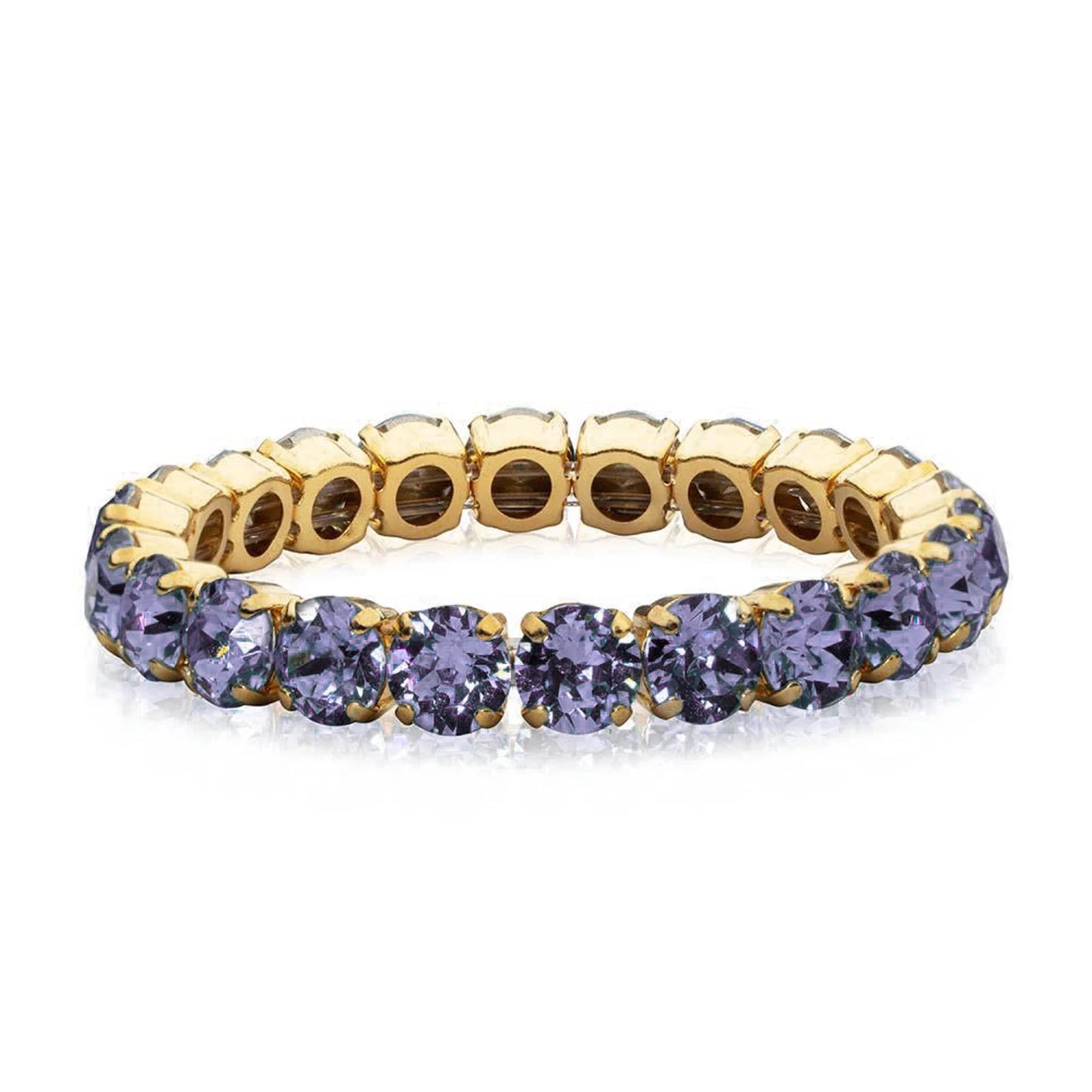 bracciale elastico con swarovski tanzanite finitura oro