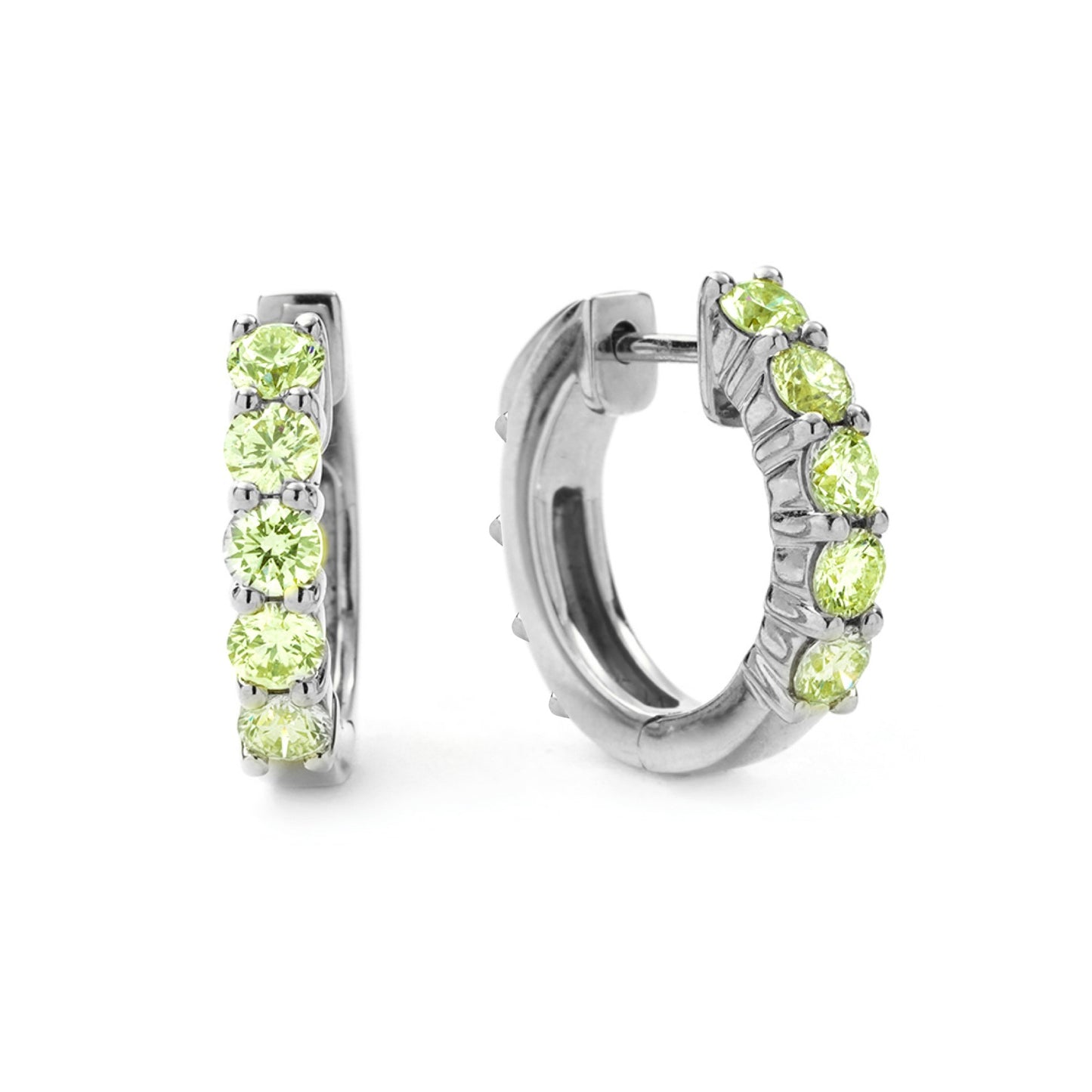 orecchini cerchietti eternity in argento 925 con zirconi verde lime