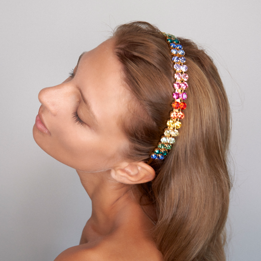 cerchietto per capelli con swarovski arcobaleno 