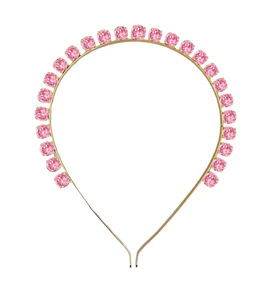 Cerchietto donna con swarovski, cerchietto donna con swarovski rosa, cerchietto donna swarovski, cerchietto oro con swarovski rosa, cerchietto capelli donna con cristalli swarovski, cerchietto anallergico donna con swarovski, cerchietto donna anallergico swarovski rosa