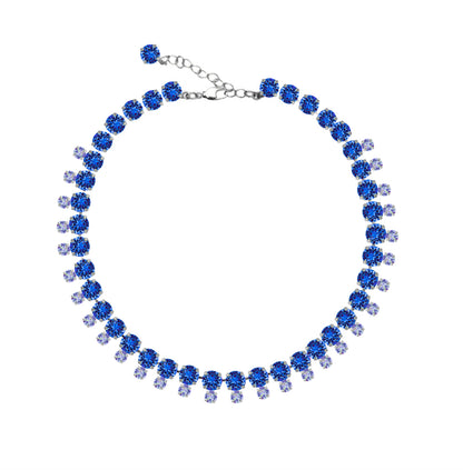 Collana anna wintour, collana stile anna wintour, collana doppio giro zirconi, collana ispirata a Anna wintour, collana come Anna wintour, collana pietre blu scuro, collana doppio giro pietre blu scuro, collana luminosa Anna wintour, collana con pietre blu scuro, collana con pietre blu scuro Anna wintour